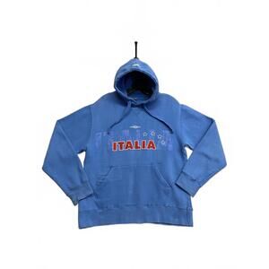 Vintage 2005 Umbro Italia Blue Hoodie Sweatshirt IPOD Pocket Great Shape Size S